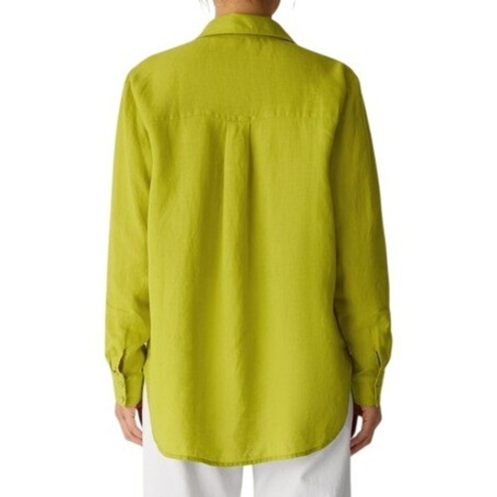 Eileen Fisher Citron Organic Handkerchief Linen Classic Collar Shirt Women's M - Picture 2 of 7